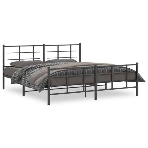 Metalni okvir krevet bez madraca s podnožjem crni 180x200 cm - Crna 180 x 200 cm s uzglavljem i podnožjem Cijena