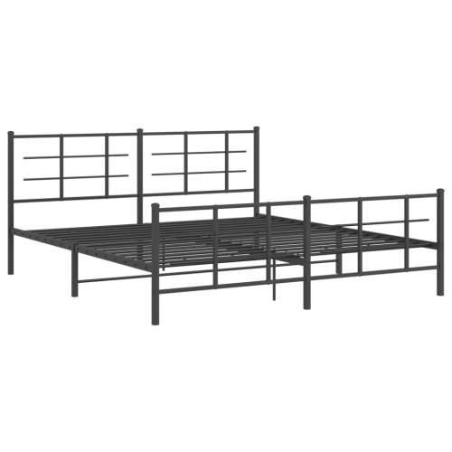 Metalni okvir krevet bez madraca s podnožjem crni 180x200 cm - Crna 180 x 200 cm s uzglavljem i podnožjem Cijena