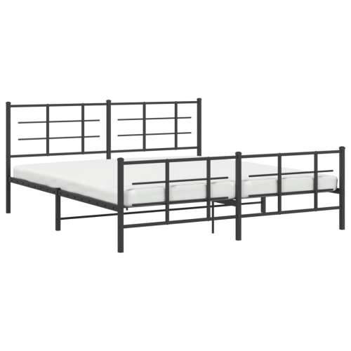 Metalni okvir krevet bez madraca s podnožjem crni 180x200 cm - Crna 180 x 200 cm s uzglavljem i podnožjem Cijena