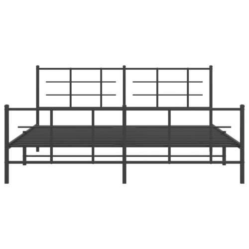 Metalni okvir krevet bez madraca s podnožjem crni 180x200 cm - Crna 180 x 200 cm s uzglavljem i podnožjem Cijena