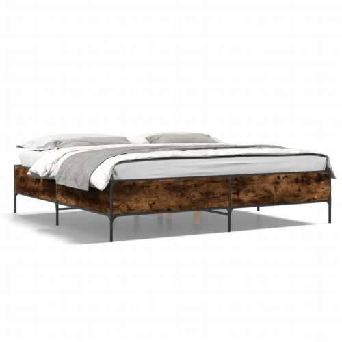 Okvir za krevet boja hrasta 200x200cm konstruirano drvo i metal - Dimljeni hrast 200 x 200 cm 44 cm Cijena