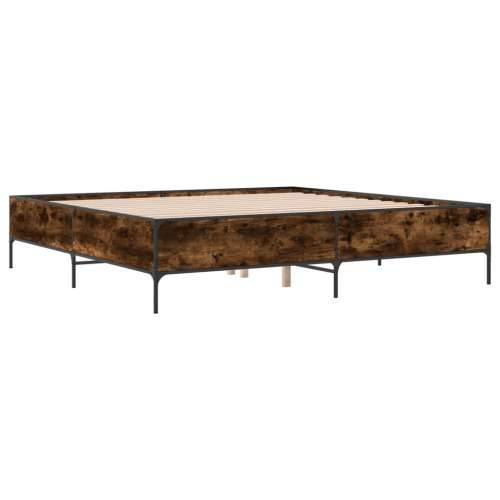 Okvir za krevet boja hrasta 200x200cm konstruirano drvo i metal - Dimljeni hrast 200 x 200 cm 44 cm Cijena