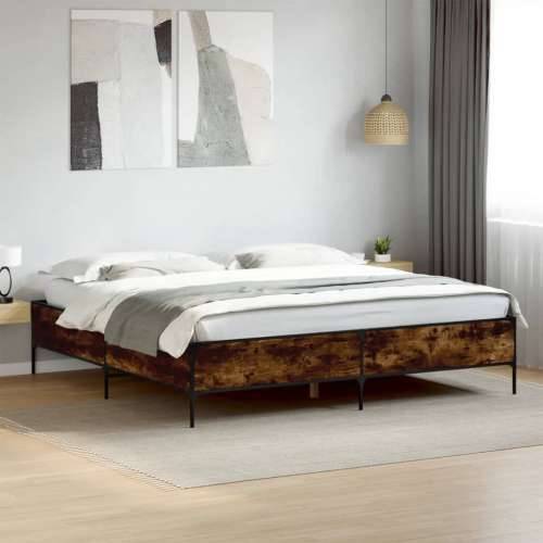 Okvir za krevet boja hrasta 200x200cm konstruirano drvo i metal - Dimljeni hrast 200 x 200 cm 44 cm Cijena