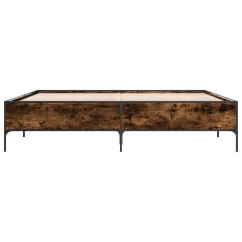 Okvir za krevet boja hrasta 200x200cm konstruirano drvo i metal - Dimljeni hrast 200 x 200 cm 44 cm Cijena