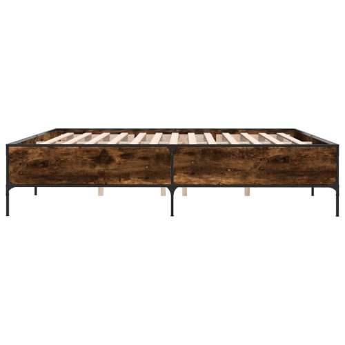 Okvir za krevet boja hrasta 200x200cm konstruirano drvo i metal - Dimljeni hrast 200 x 200 cm 44 cm Cijena