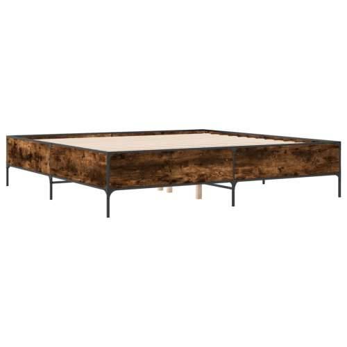 Okvir za krevet boja hrasta 200x200cm konstruirano drvo i metal - Dimljeni hrast 200 x 200 cm 44 cm Cijena