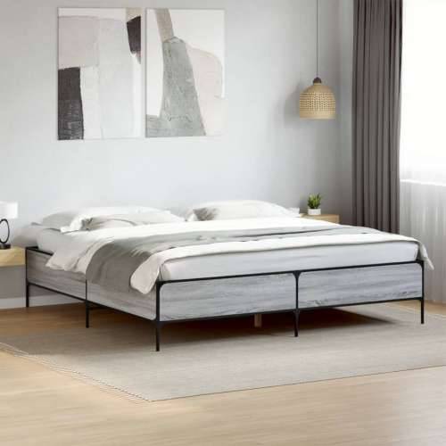 Okvir kreveta boja hrasta 180x200 cm konstruiranog drvo i metal - Sivi hrast sonoma 180 x 200 cm 44 cm Cijena