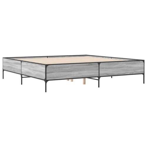 Okvir kreveta boja hrasta 180x200 cm konstruiranog drvo i metal - Sivi hrast sonoma 180 x 200 cm 44 cm Cijena