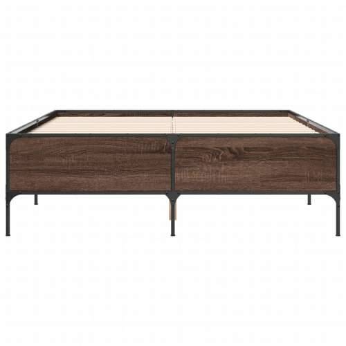 Okvir kreveta smeđi hrast 140x200cm konstruirano drvo i metal - Smeđi hrast 140 x 200 cm 44 cm Cijena