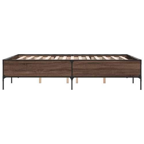 Okvir kreveta smeđi hrast 140x200cm konstruirano drvo i metal - Smeđi hrast 140 x 200 cm 44 cm Cijena