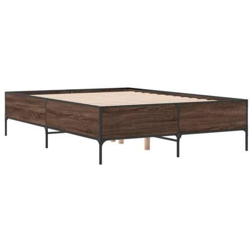 Okvir kreveta smeđi hrast 140x200cm konstruirano drvo i metal - Smeđi hrast 140 x 200 cm 44 cm Cijena