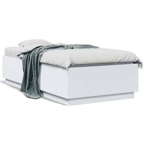 Okvir za krevet s LED svjetlima bijeli 90 x 190 cm drveni