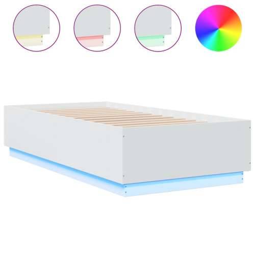 Okvir za krevet s LED svjetlima bijeli 90 x 190 cm drveni Cijena