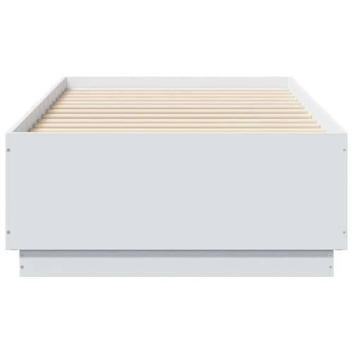 Okvir za krevet s LED svjetlima bijeli 90 x 190 cm drveni - Bijela 90 x 190 cm Cijena