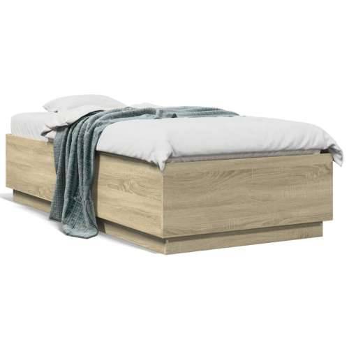 Okvir za krevet s LED svjetlima boja hrasta 90 x 190 cm drveni - sonoma hrast 90 x 190 cm Cijena