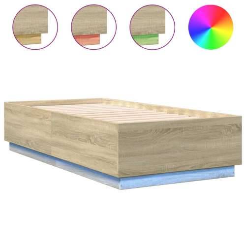 Okvir za krevet s LED svjetlima boja hrasta 90 x 190 cm drveni - sonoma hrast 90 x 190 cm Cijena