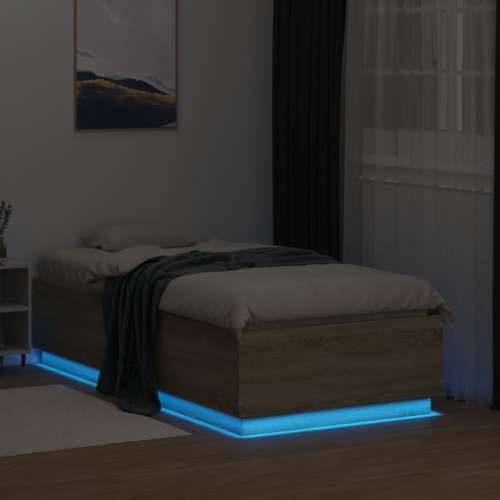 Okvir za krevet s LED svjetlima boja hrasta 90 x 190 cm drveni - sonoma hrast 90 x 190 cm Cijena