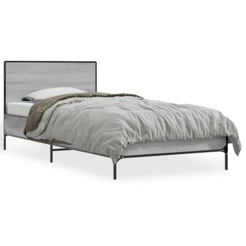 Okvir kreveta boja hrasta 90 x 190 cm konstruirano drvo i metal Sivi hrast sonoma 90 x 190 cm Cijena