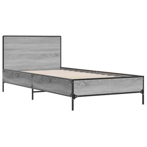 Okvir kreveta boja hrasta 90 x 190 cm konstruirano drvo i metal Sivi hrast sonoma 90 x 190 cm Cijena