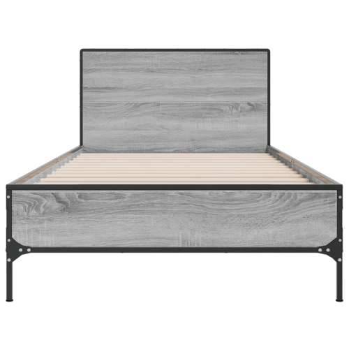 Okvir kreveta boja hrasta 90 x 190 cm konstruirano drvo i metal Sivi hrast sonoma 90 x 190 cm Cijena