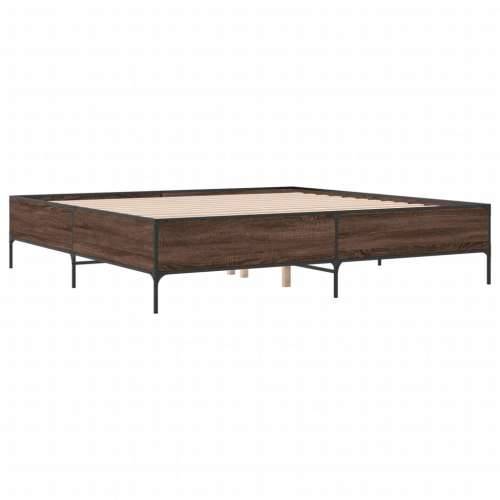 Okvir za krevet boja hrasta 180x200cm konstruirano drvo i metal - Smeđi hrast 180 x 200 cm 44 cm Cijena