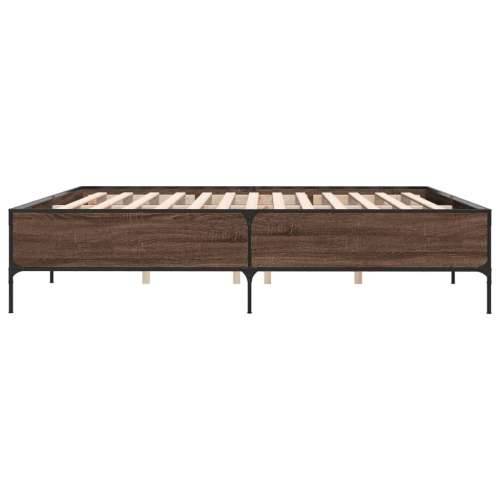 Okvir za krevet boja hrasta 180x200cm konstruirano drvo i metal - Smeđi hrast 180 x 200 cm 44 cm Cijena