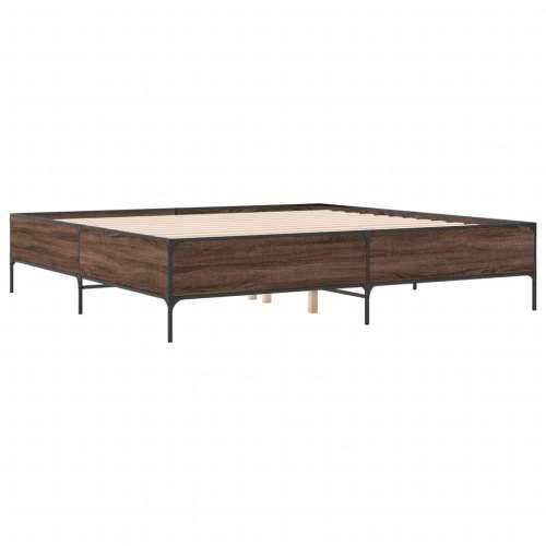 Okvir za krevet boja hrasta 180x200cm konstruirano drvo i metal - Smeđi hrast 180 x 200 cm 44 cm Cijena