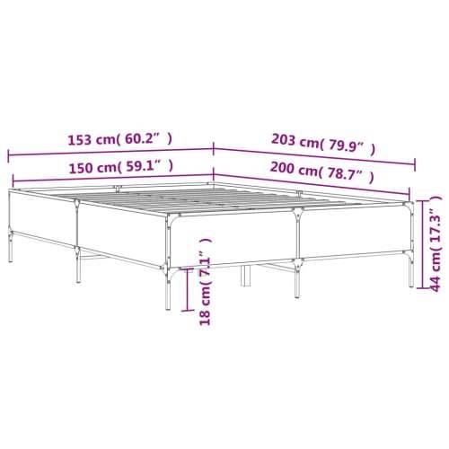 Okvir za krevet crni 150x200 cm konstruirano drvo i metal - Crna 150 x 200 cm 44 cm Cijena