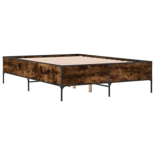 Okvir kreveta boja hrasta 140x200 cm konstruirano drvo i metal - Dimljeni hrast 140 x 200 cm 44 cm Cijena