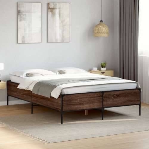 Okvir za krevet smeđi hrast 120x190cm konstruirano drvo i metal - Smeđi hrast 120 x 190 cm 44 cm Cijena