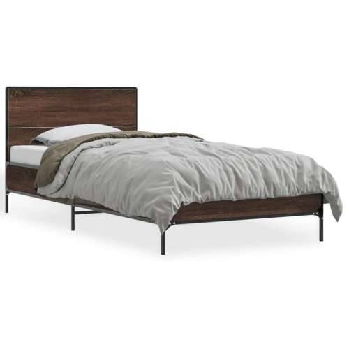 Okvir za krevet smeđi hrast 90x190 cm konstruirano drvo i metal - Smeđi hrast 90 x 190 cm Cijena