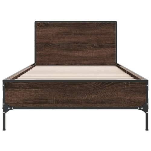 Okvir za krevet smeđi hrast 90x190 cm konstruirano drvo i metal - Smeđi hrast 90 x 190 cm Cijena