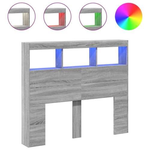 Ormarić za uzglavlje LED sivom sonomom 120x17x102 cm - Sivi hrast sonoma 120 x 17 x 102 cm 1 Cijena