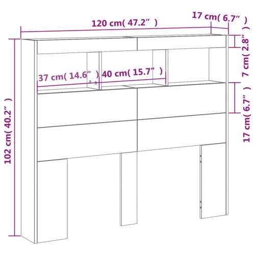 Ormarić za uzglavlje LED sivom sonomom 120x17x102 cm - Sivi hrast sonoma 120 x 17 x 102 cm 1 Cijena