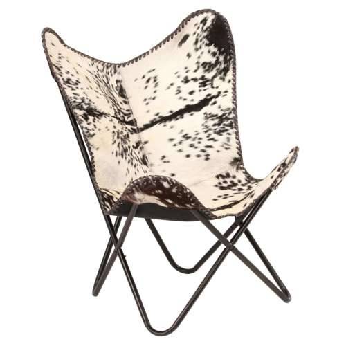 Stolica u obliku leptira od prave kozje kože crno-bijela Cijena
