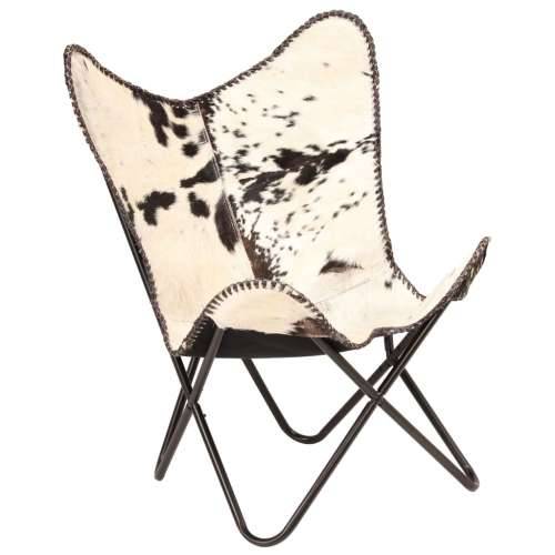 Stolica u obliku leptira od prave kozje kože crno-bijela Cijena
