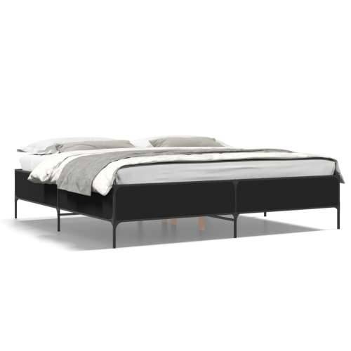 Okvir za krevet crni 200 x 200 cm konstruirano drvo i metal Crna 200 x 200 cm 44 cm Cijena