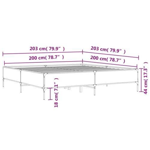 Okvir za krevet crni 200 x 200 cm konstruirano drvo i metal Crna 200 x 200 cm 44 cm Cijena