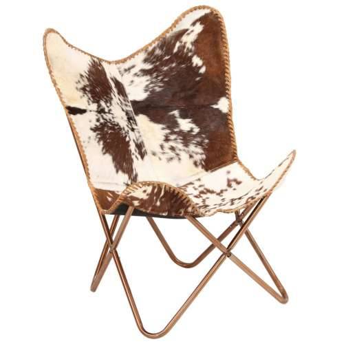 Stolica u obliku leptira od prave kozje kože smeđe-bijela Cijena
