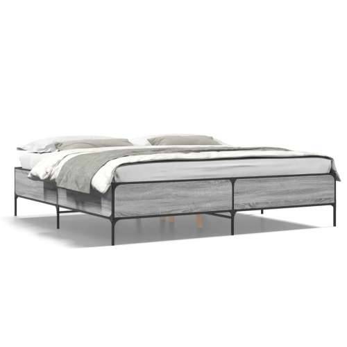 Okvir za krevet boja hrasta 200x200cm konstruirano drvo i metal - Sivi hrast sonoma 200 x 200 cm 44 cm Cijena