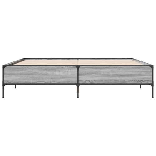 Okvir za krevet boja hrasta 200x200cm konstruirano drvo i metal - Sivi hrast sonoma 200 x 200 cm 44 cm Cijena