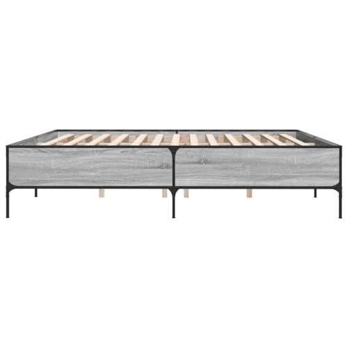 Okvir za krevet boja hrasta 200x200cm konstruirano drvo i metal - Sivi hrast sonoma 200 x 200 cm 44 cm Cijena