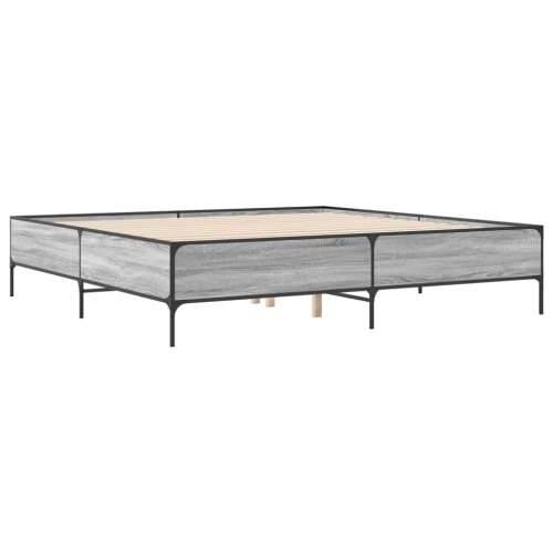 Okvir za krevet boja hrasta 200x200cm konstruirano drvo i metal - Sivi hrast sonoma 200 x 200 cm 44 cm Cijena