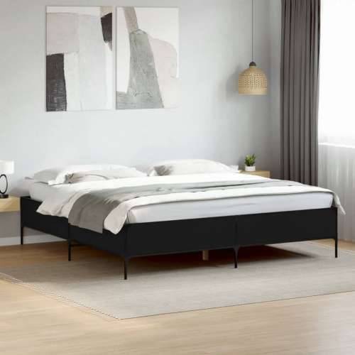 Okvir za krevet crni 180 x 200 cm konstruirano drvo i metal - Crna 180 x 200 cm 44 cm Cijena