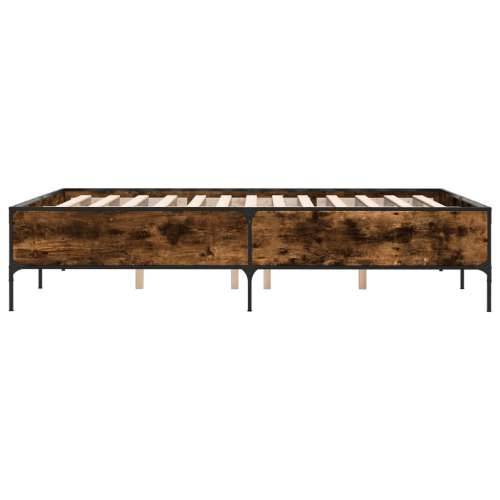 Okvir za krevet boja hrasta 150x200cm konstruirano drvo i metal - Dimljeni hrast 150 x 200 cm 44 cm Cijena