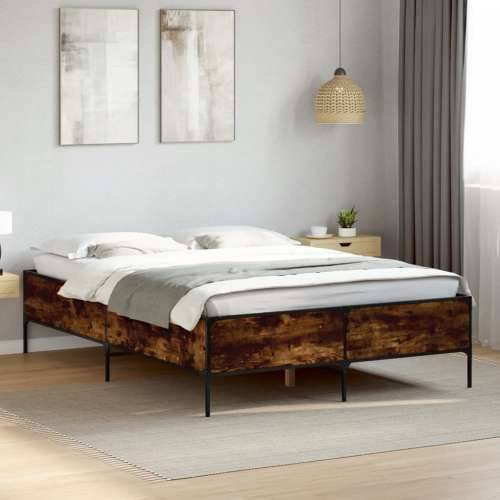 Okvir kreveta boja hrasta 120x200 cm konstruirano drvo i metal Dimljeni hrast 120 x 200 cm 44 cm Cijena