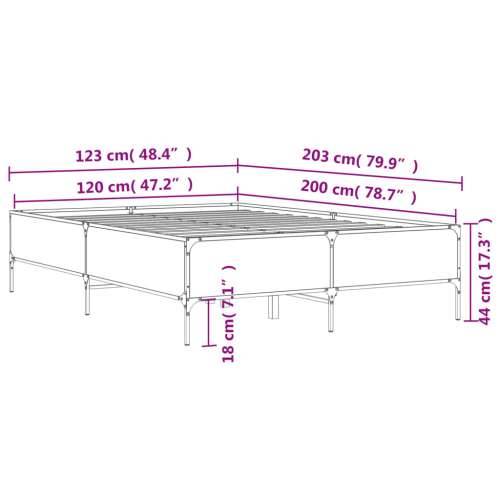 Okvir kreveta boja hrasta 120x200 cm konstruirano drvo i metal Dimljeni hrast 120 x 200 cm 44 cm Cijena