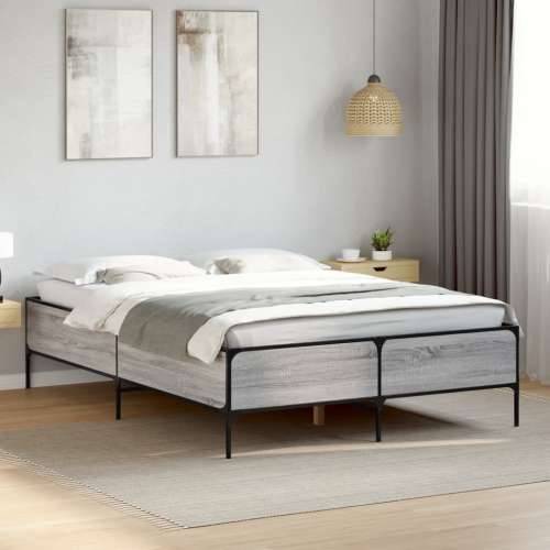 Okvir za krevet boja hrasta 140x190cm konstruirano drvo i metal Sivi hrast sonoma 140 x 190 cm 44 cm Cijena
