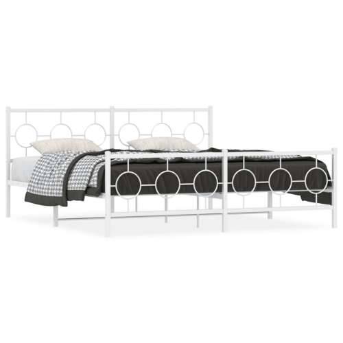 Metalni okvir kreveta uzglavlje i podnožje bijeli 180x200 cm - Bijela 180 x 200 cm s uzglavljem i podnožjem Cijena