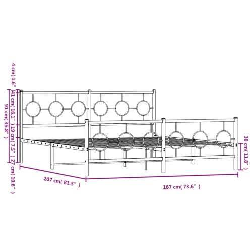 Metalni okvir kreveta uzglavlje i podnožje bijeli 180x200 cm - Bijela 180 x 200 cm s uzglavljem i podnožjem Cijena
